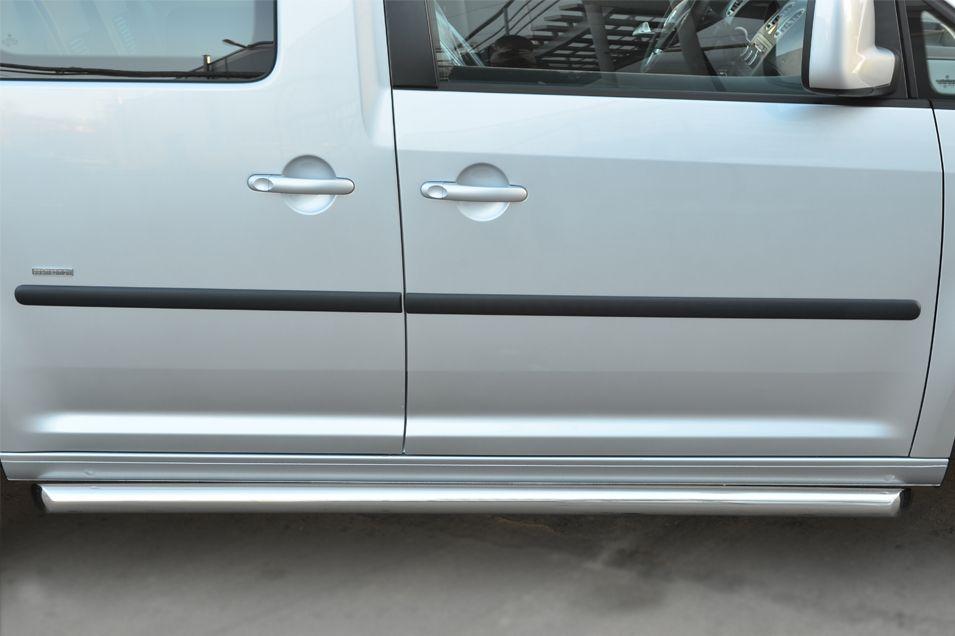 Пороги труба d63 вариант 1 короткая база для Volkswagen Caddy 2013, Руссталь VCT-0015501