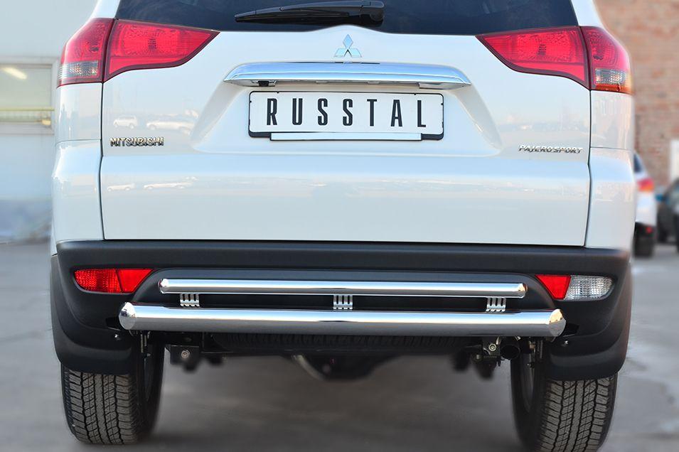 Защита заднего бампера d76/42 дуги для Mitsubishi Pajero Sport 2013, Slitkoff MPSZ-001586