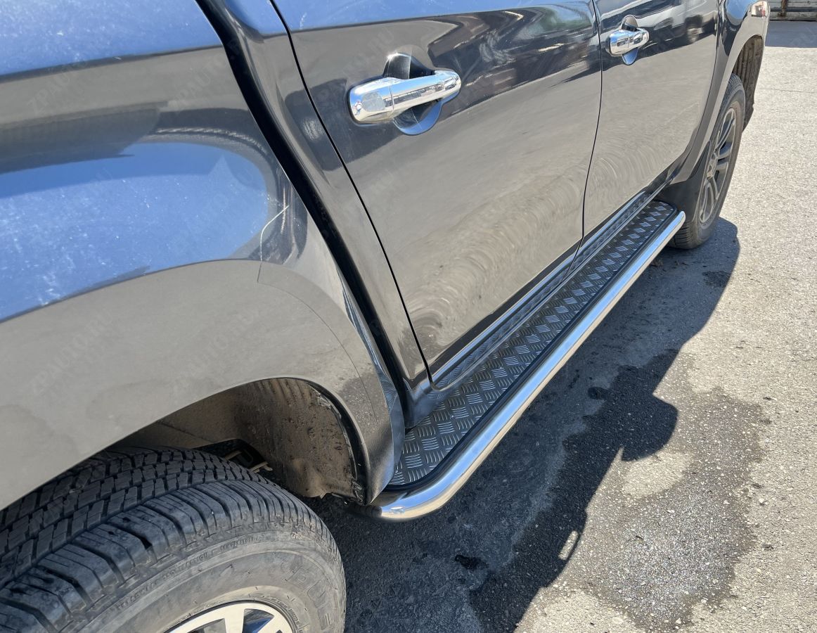 Пороги с накладным листом d60 для Mitsubishi L200 2014, MSL200.14.42, Россия