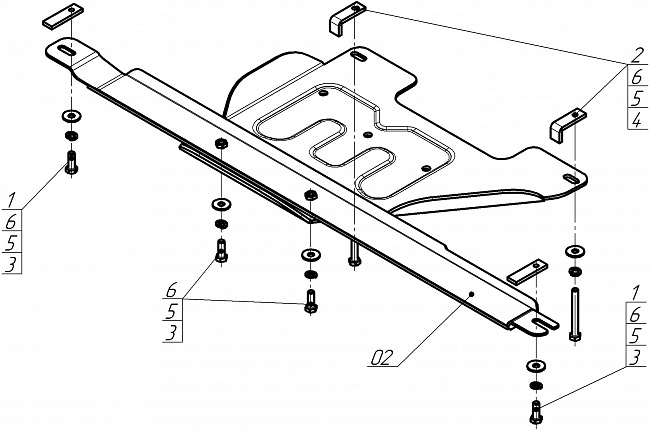 Защита алюминиевая Мотодор (Раздаточная коробка), 5 мм,  Toyota Land Cruiser Prado 250  2023- арт. 32534