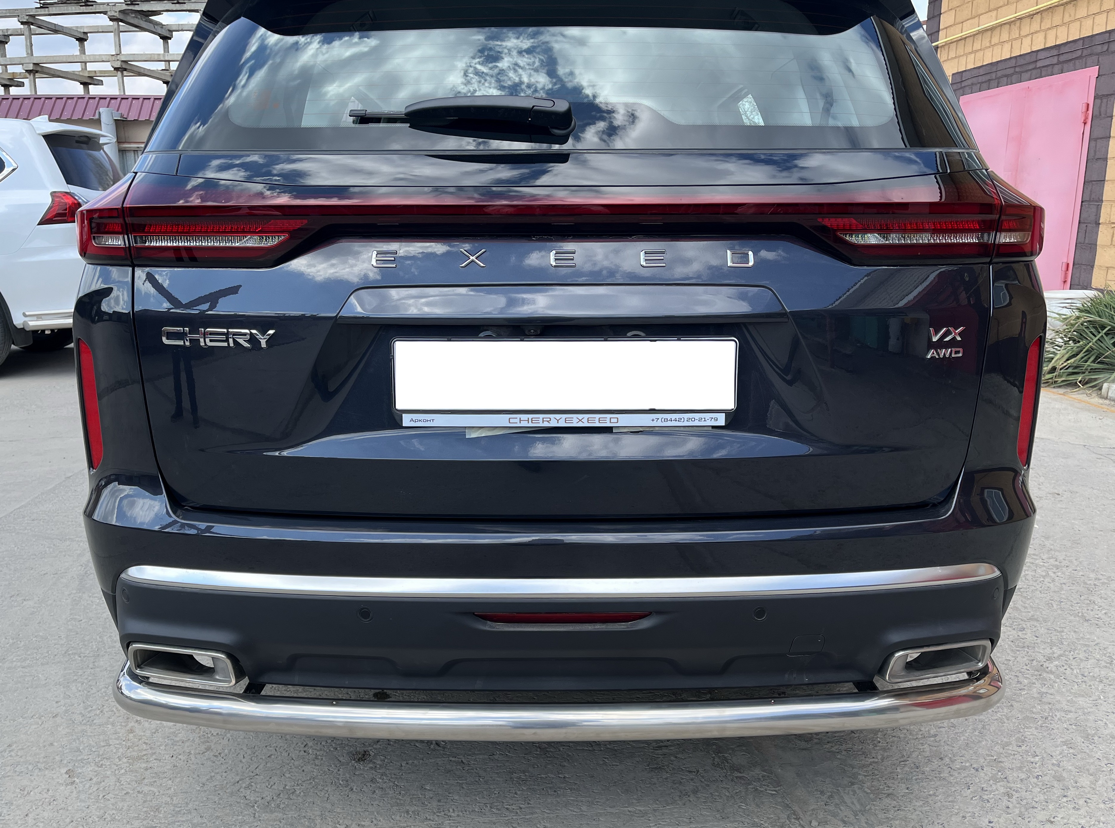 Защита заднего бампера угловая большая для автомобиля CHERY CheryExeed VX 2022 арт. CHEVX.22.21