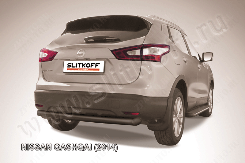 Защита заднего бампера d76 черная Nissan Qashqai (2013-2019) , Slitkoff, арт. NIQ14-007B