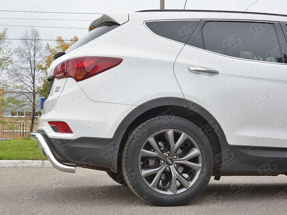 Защита заднего бампера d57 волна под машину для Hyundai Santa Fe 2015, Slitkoff HSFPZ-002452