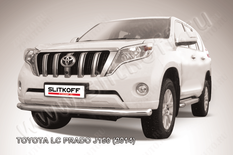 Защита переднего бампера d76 Toyota Land Cruiser Prado J150 (2013-2017) Black Edition, Slitkoff, арт. TOP14-003BE