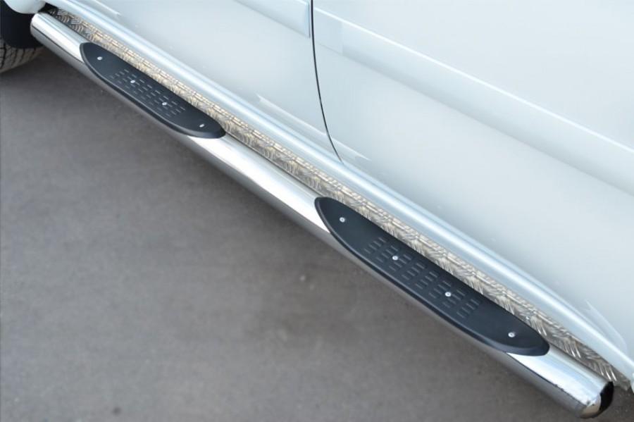 Пороги труба d76 с накладками вариант 3 для Mitsubishi Pajero Sport 2013, Slitkoff MPST-0015793