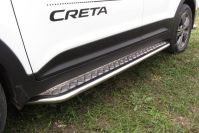 Защита порогов d42 с листом усиленная Hyundai Creta 4WD (2016-2021) , Slitkoff, арт. HCRET4WD006