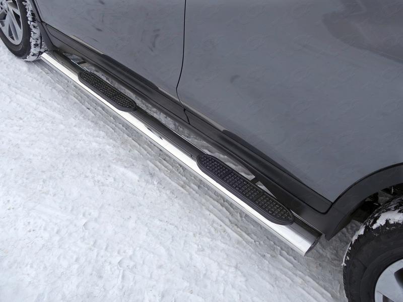 Пороги овальные с накладкой 120х60 мм для автомобиля Nissan X-Trail (T32) 2018-, TCC Тюнинг NISXTR18-23
