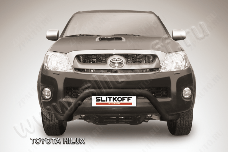 Кенгурятник d76 низкий широкий мини черный Toyota Hilux (2004-2011) , Slitkoff, арт. THL005B
