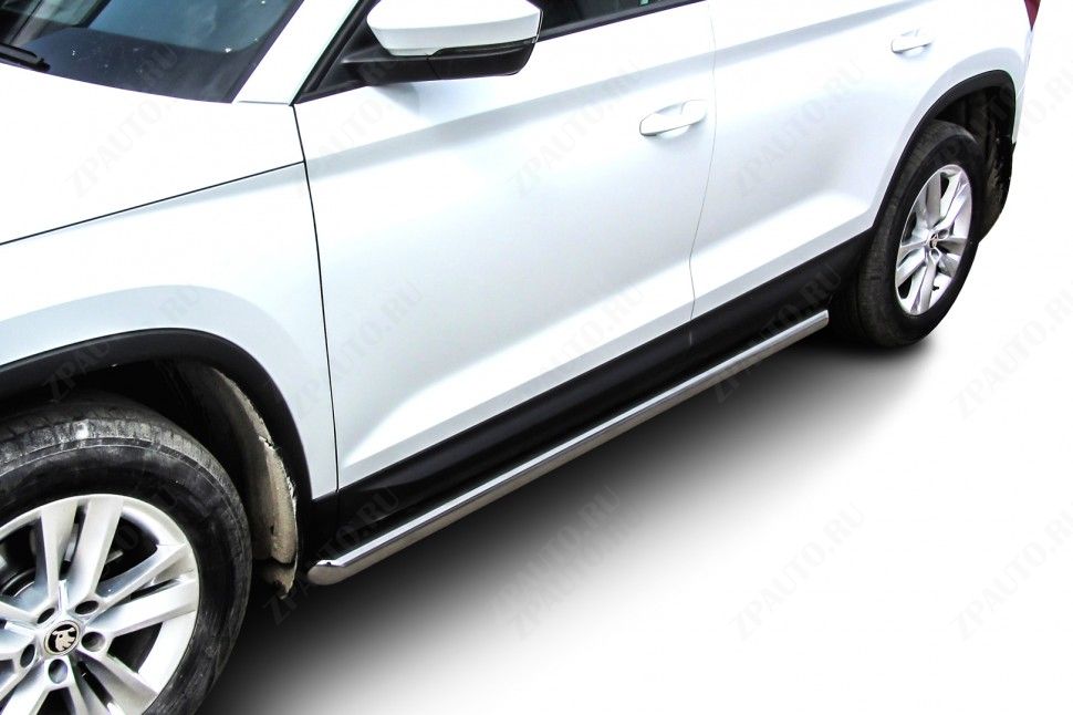 Защита порогов D57 труба Skoda Kodiaq (2016-2021) Black Edition, Slitkoff, арт. SKKOD-004BE