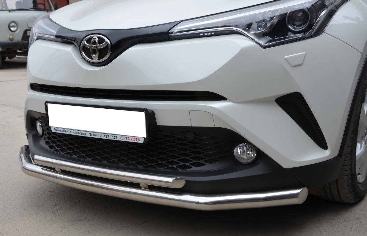 Защита переднего бампера двойная для автомобиля Toyota C-HR 2018 арт. TCHR.18.03-1, Россия
