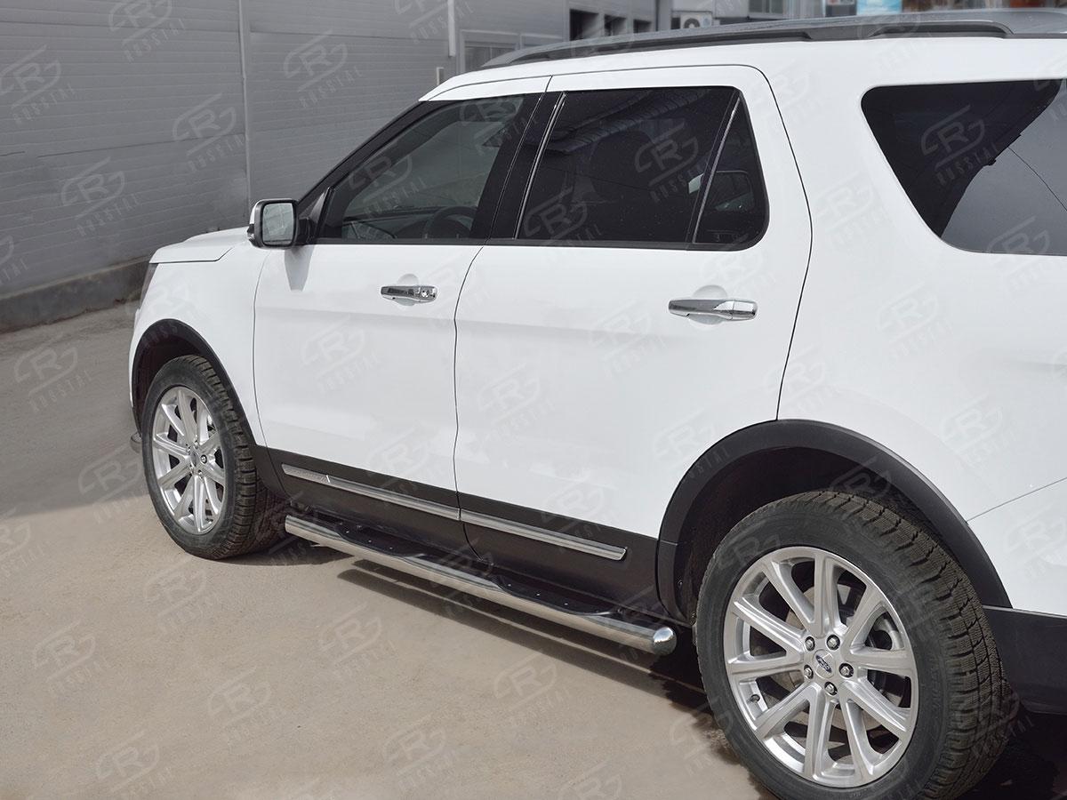 Пороги труба d76 с накладкой вариант 3 для Ford Explorer 2015, Slitkoff FET-0026653