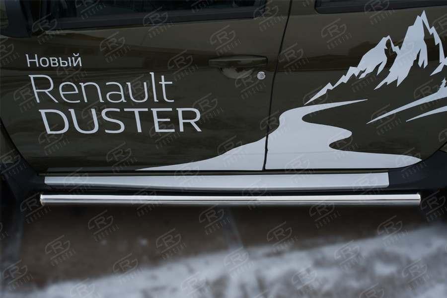 Пороги труба d63 вариант 3 на Renault Duster 2015, Руссталь RDT-0021803