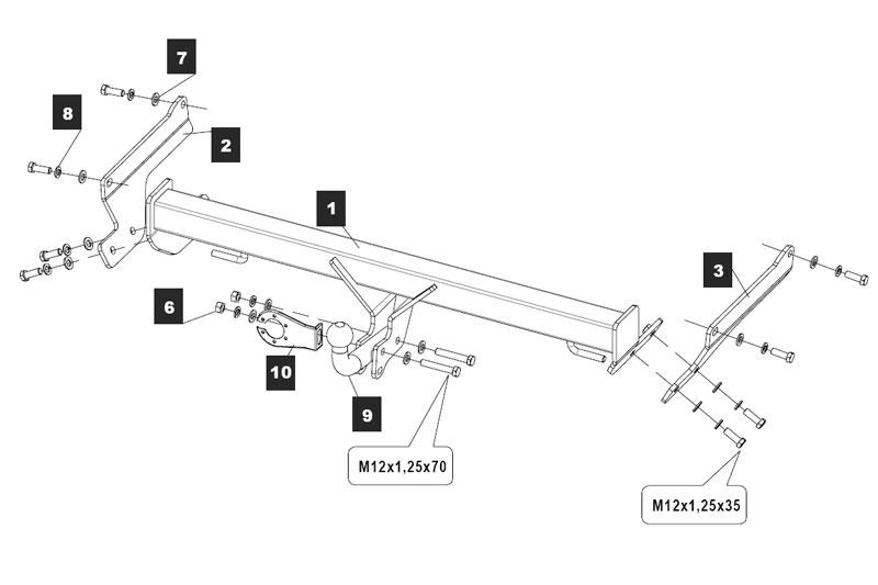 Фаркоп тсу Baltex на Mazda 6 2012-/2015-, 12.2850.12