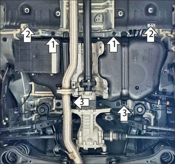 Защита стальная Мотодор (Абсорбер, Топливный бак), 2 мм,  KGM Torres  2023- арт. 72802