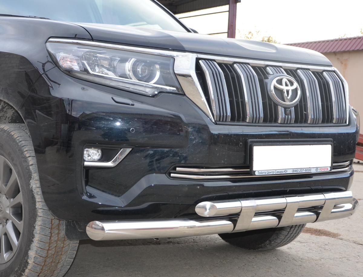 Защита переднего бампера двойная с пластинами для автомобиля TOYOTA Land Cruiser Prado 150    2017, Россия TLCP150.17.03-2