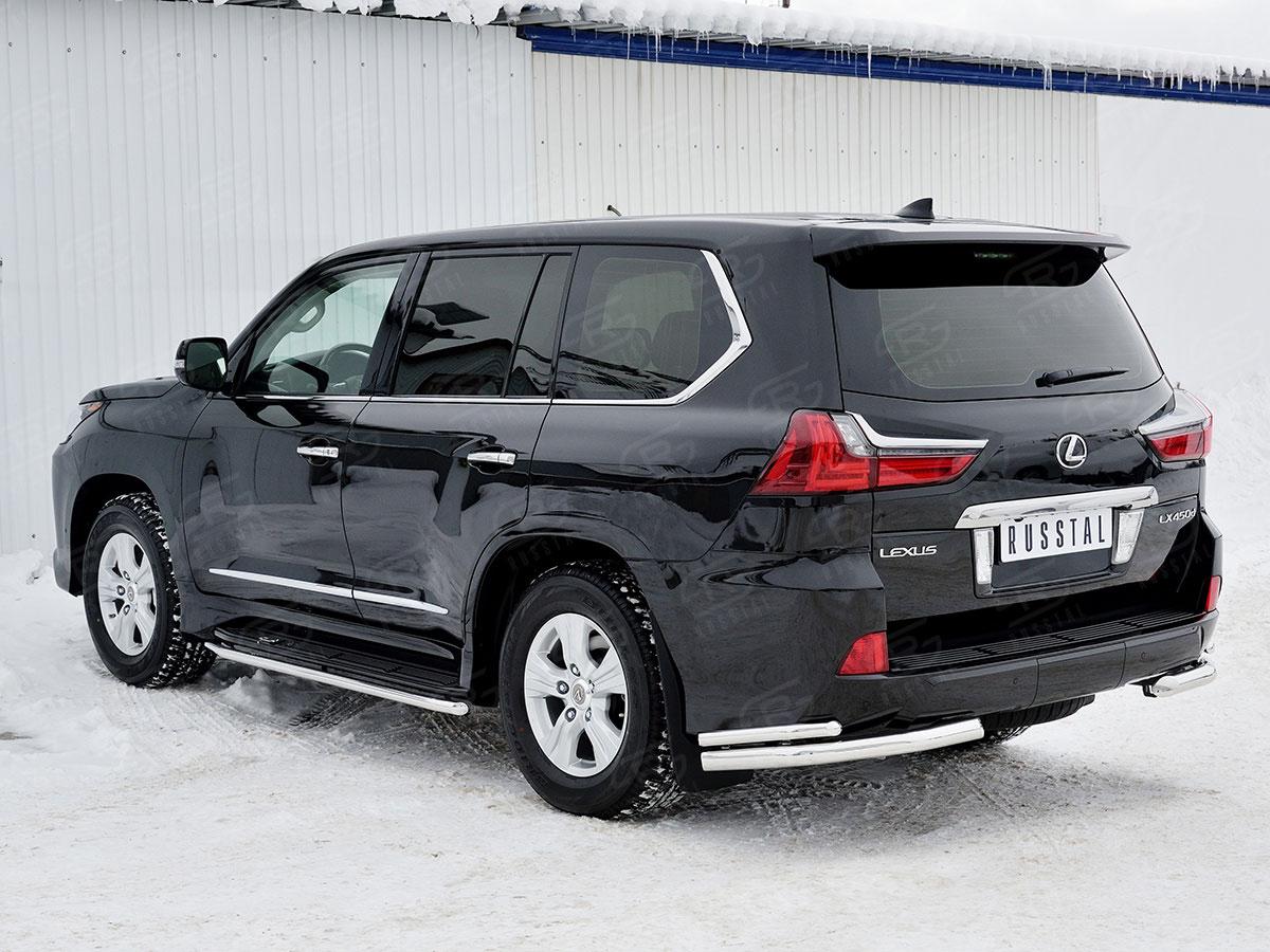 Защита заднего бампера уголки d57/42 Lexus LX570/LX450d 2015, Slitkoff LLX4Z-002527