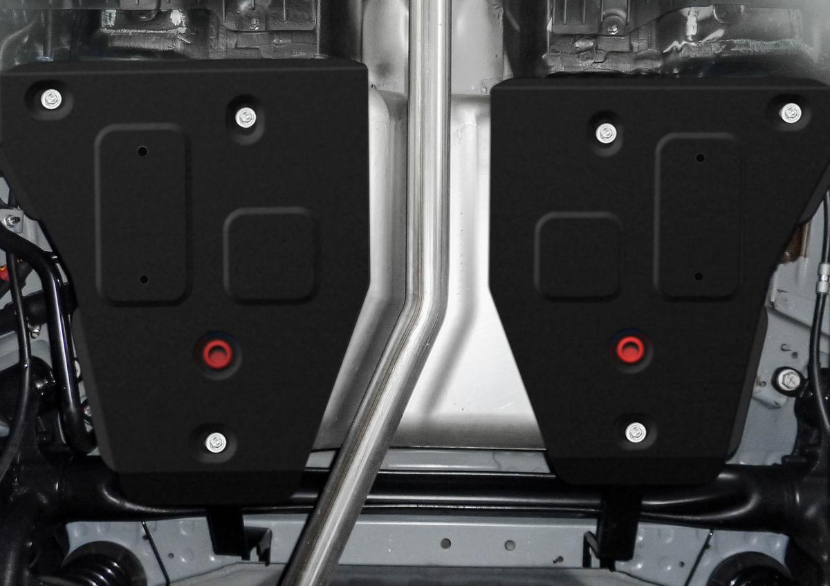 Защита топливного бака АвтоБроня для Opel Mokka (V - 1.8) 2012-2016, штампованная, сталь 1.8 мм, 2 части, с крепежом, 111.04211.1