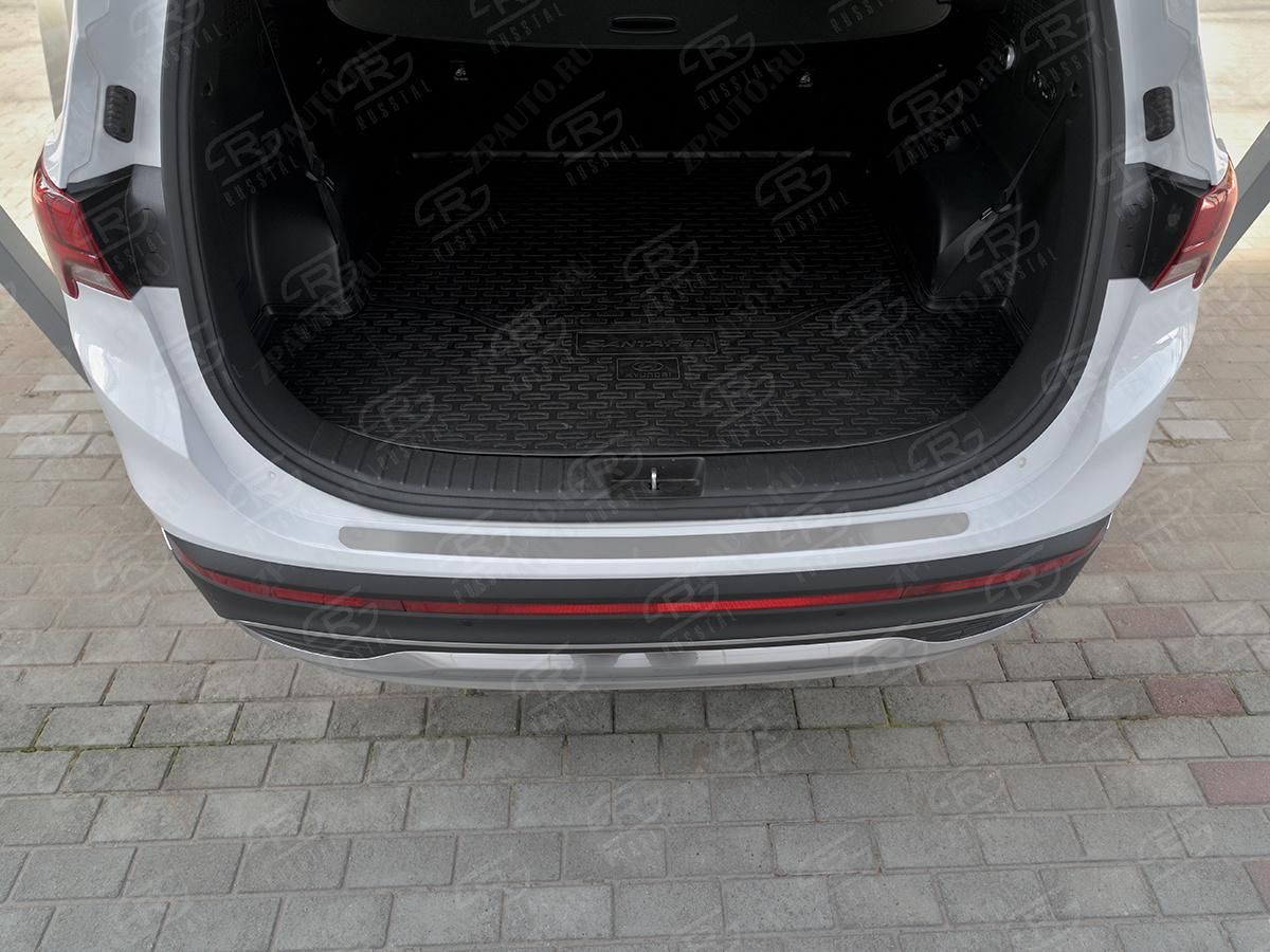 HYUNDAI SANTA FE 2021- Накладка на задний бампер RUSSTAL (нерж., шлиф) HSFN-003606