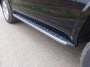 Пороги алюминиевые с пластиковой накладкой (карбон серые) 1920 мм для автомобиля Chevrolet Tahoe 2016- TCC Тюнинг арт. CHEVTAH16-09GR