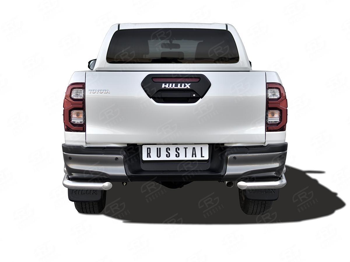 TOYOTA HILUX BLACK ONYX 2020- Защита заднего бампера уголки d57 секции-d57 прямая THBOZ-003520
