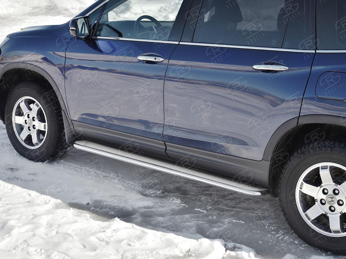 Пороги труба d42 с листом вариант 3 на Honda Pilot III 2015, Slitkoff HPL-0029213