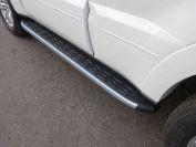 Пороги алюминиевые с пластиковой накладкой (карбон серебро) 1820 мм для автомобиля Mitsubishi Pajero IV 2014- TCC Тюнинг арт. MITPAJ414-17SL