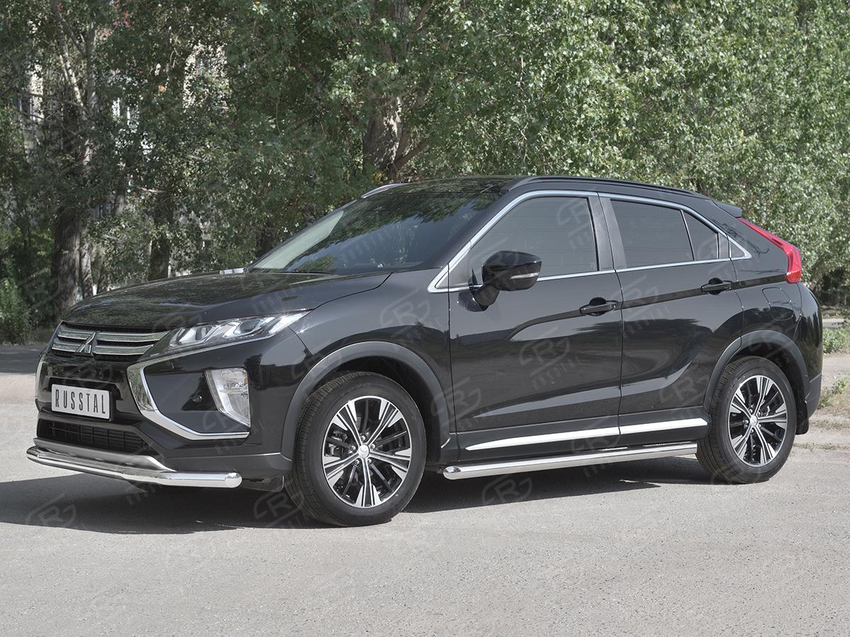 Защита переднего бампера d57 секции для автомобиля Mitsubishi ECLIPSE CROSS 2018, Slitkoff MEZ-003042
