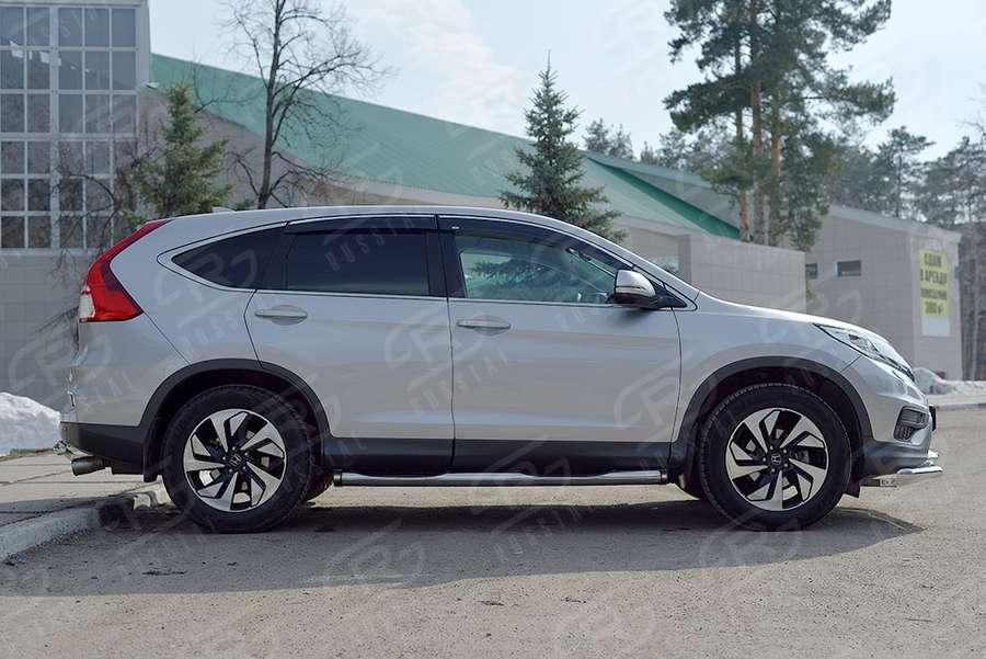 Пороги труба d76 с накладкой вариант 2 Honda CR-V 2015 2.0, Slitkoff HCRT-0022212