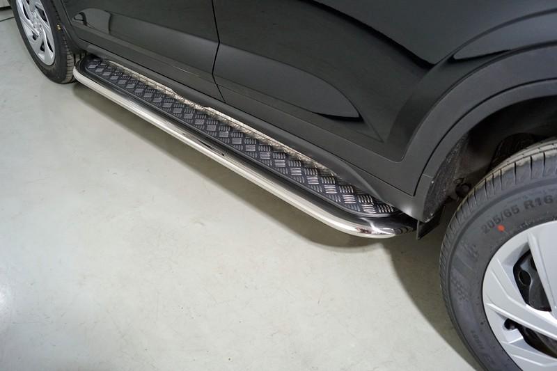 Пороги с площадкой 75х42 мм для автомобиля Hyundai Creta 2021- арт. HYUNCRE21-22