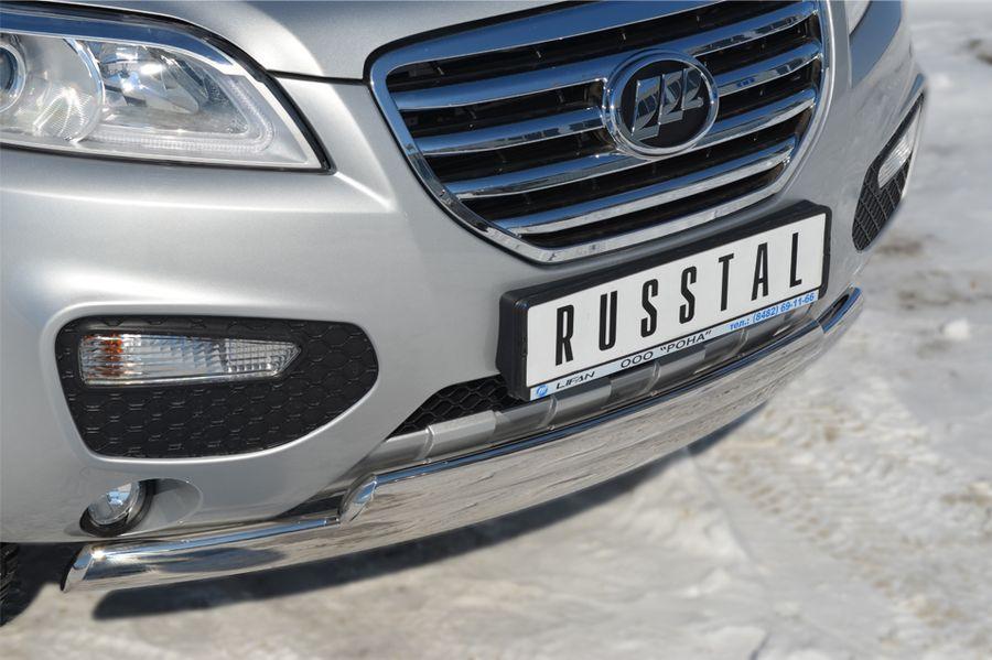 Защита переднего бампера d75х42/75х42 овал для Lifan X60, Slitkoff LFZ-001240