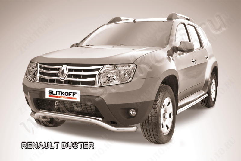 Защита переднего d57 бампера волна Renault Duster (2010-2015) Black Edition, Slitkoff, арт. RD001BE