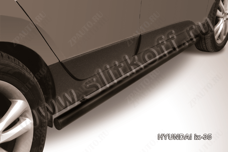 Защита порогов d57 труба черная Hyundai ix-35 (2010-2015) , Slitkoff, арт. Hix35-006B