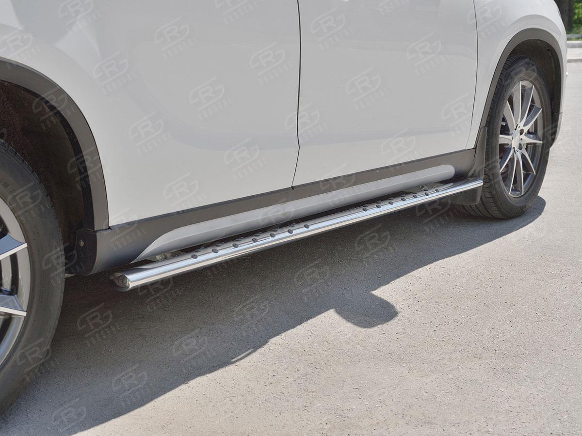 Пороги труба d75х42 овал с проступью на Brilliance V5, Slitkoff BV5O-002703