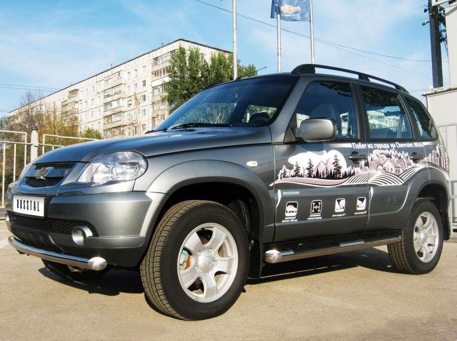 Защита переднего бампера d76 для Chevrolet Niva 2009 Bertone, Руссталь NBZ-001181