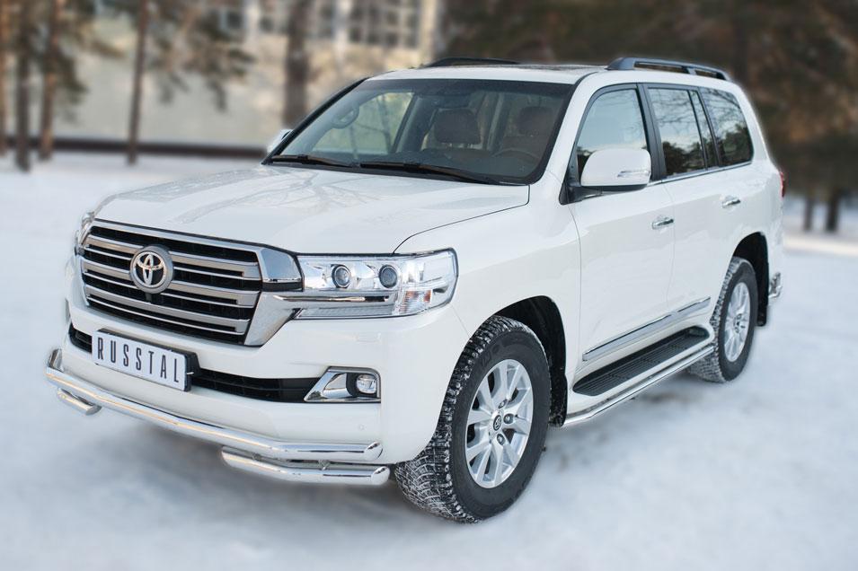 Защита переднего бампера d57/57 уголки для Toyota Land Cruiser 200 2015, Slitkoff TLCZ-002159