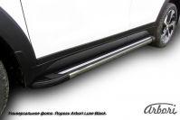 Пороги-подножки алюминиевые Arbori Luxe Black черные на Hyundai ix35, артикул AFZDAALHIX3503, Arbori (Россия)