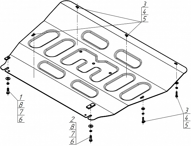 Защита стальная Мотодор (Двигатель, Коробка переключения передач), 2 мм,  Omoda C7  2025- арт. 79016