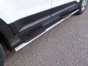 Пороги овальные с накладкой 75х42 мм для автомобиля Hyundai Creta 2016-, TCC Тюнинг HYUNCRE16-16