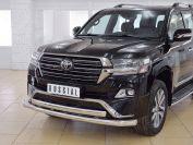 Защита переднего бампера d76/75х42 дугас декоративным пазом Toyota LC 200 Executive 2016, Slitkoff TLCZ-002559