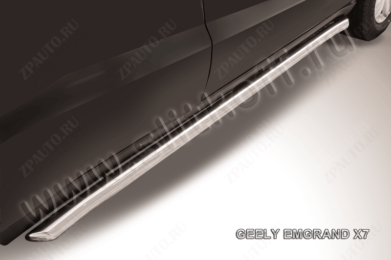 Пороги d57 труба с гибами Geely Emgrand X7 (2011-2016) Black Edition, Slitkoff, арт. GEX7011BE