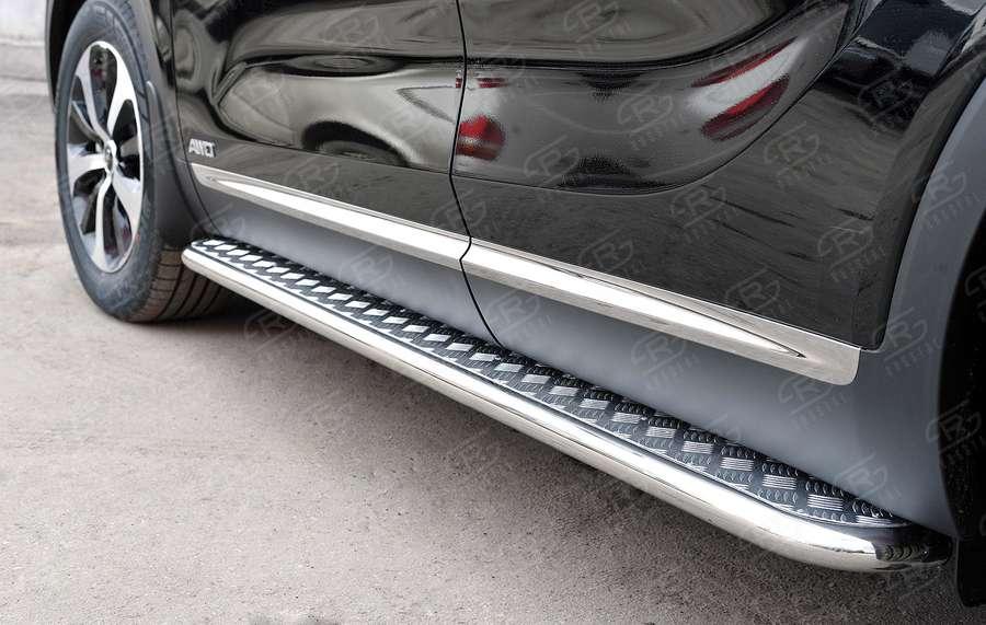 Пороги труба d42 с листом вариант 2 KIA Sorento Prime CRDI 2015, Slitkoff KSPL-0022132