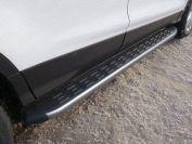 Пороги алюминиевые с пластиковой накладкой (карбон серые) 1820 мм для автомобиля Ford Kuga 2016- TCC Тюнинг арт. FORKUG17-32GR