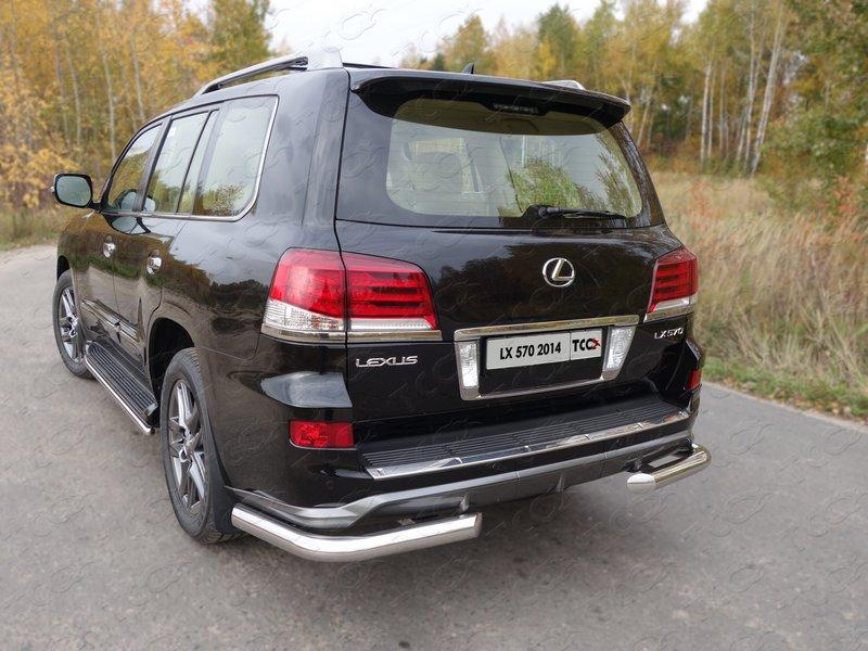 Защита задняя (уголки) 76,1 мм для автомобиля Lexus LX 570 Sport 2014-2015, TCC Тюнинг LEXLX570SP14-11