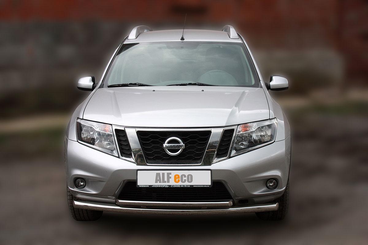 Защита передняя двойная D 60,3/42,4 для Nissan Terrano(Ниссан Террано), ALFeco арт. TERR-14.04
