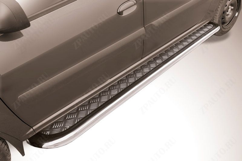 Защита порогов d42 с листом усиленная Lada Largus (2012-2021) Black Edition, Slitkoff, арт. LadLar004BE