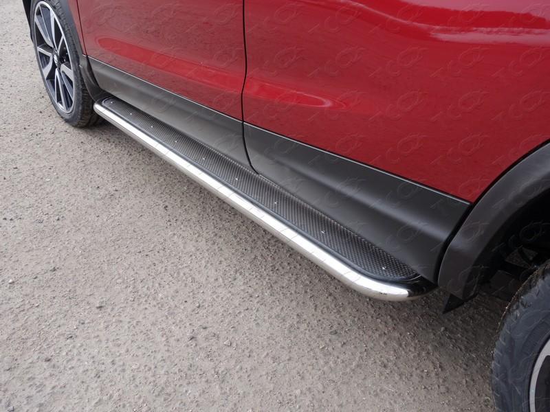 Пороги с площадкой (нерж. лист) 42,4 мм для автомобиля Nissan Qashqai 2019-, TCC Тюнинг NISQASH19-22