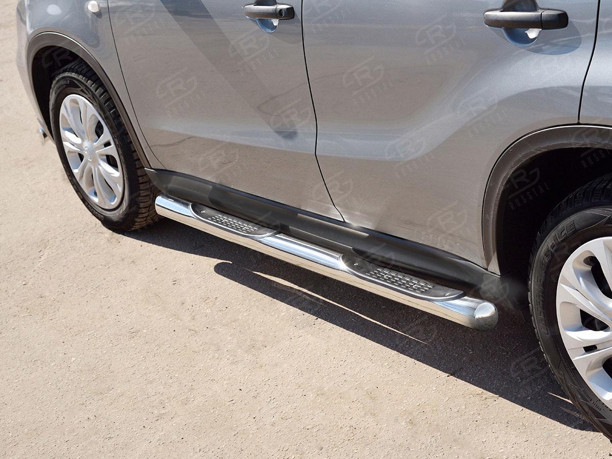 Пороги труба d76 с накладкой вариант 3 Suzuki Vitara 2015, Slitkoff SVT-0026443