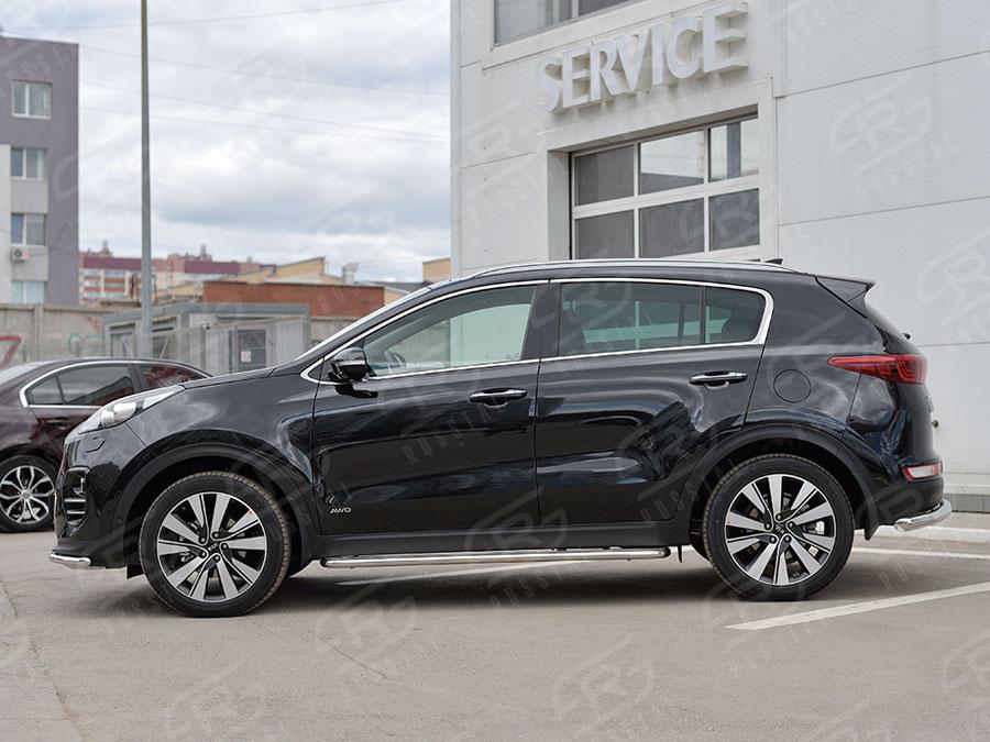 Пороги труба d42 с листом вариант 1 Kia Sportage 2016, Slitkoff KSL-0022911
