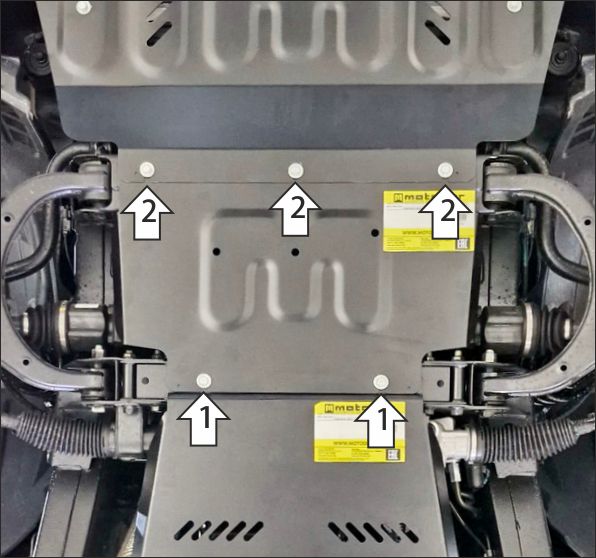 Защита стальная Мотодор (Двигатель, Передний дифференциал), 2 мм,  KGM Rexton  2023- арт. 72805