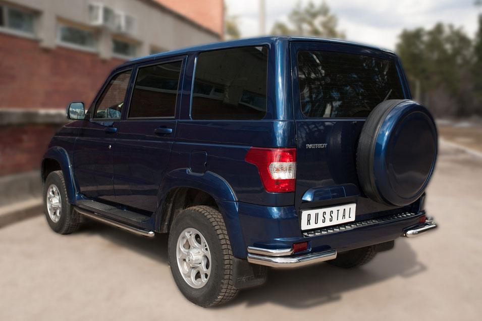 Защита заднего бампера уголки d57/42 для UAZ Patriot 2014, Slitkoff UPZ-002072